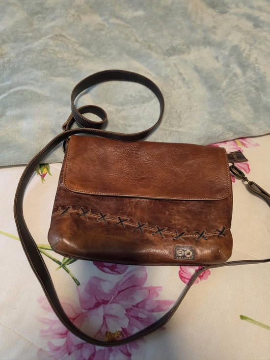 Bed Stu Handbags - Bed Stu Brown Leather Crossbody with Contrast Whipstitch